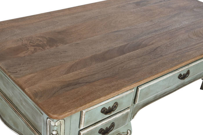 Escritorio de Madera Maciza con acabado Decapé Verde estilo vintage
