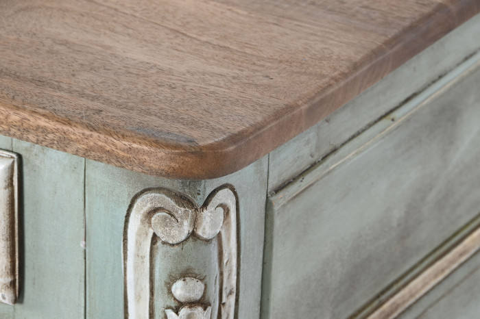 Escritorio de Madera Maciza con acabado Decapé Verde estilo vintage
