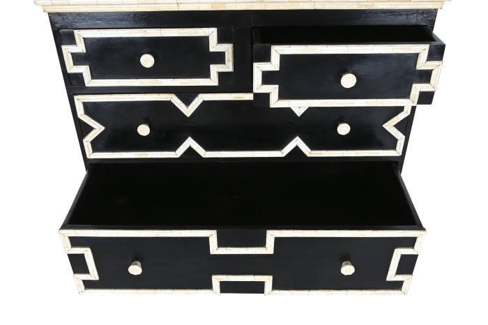Cómoda Hueso  Taracea Hecho a Mano Negro