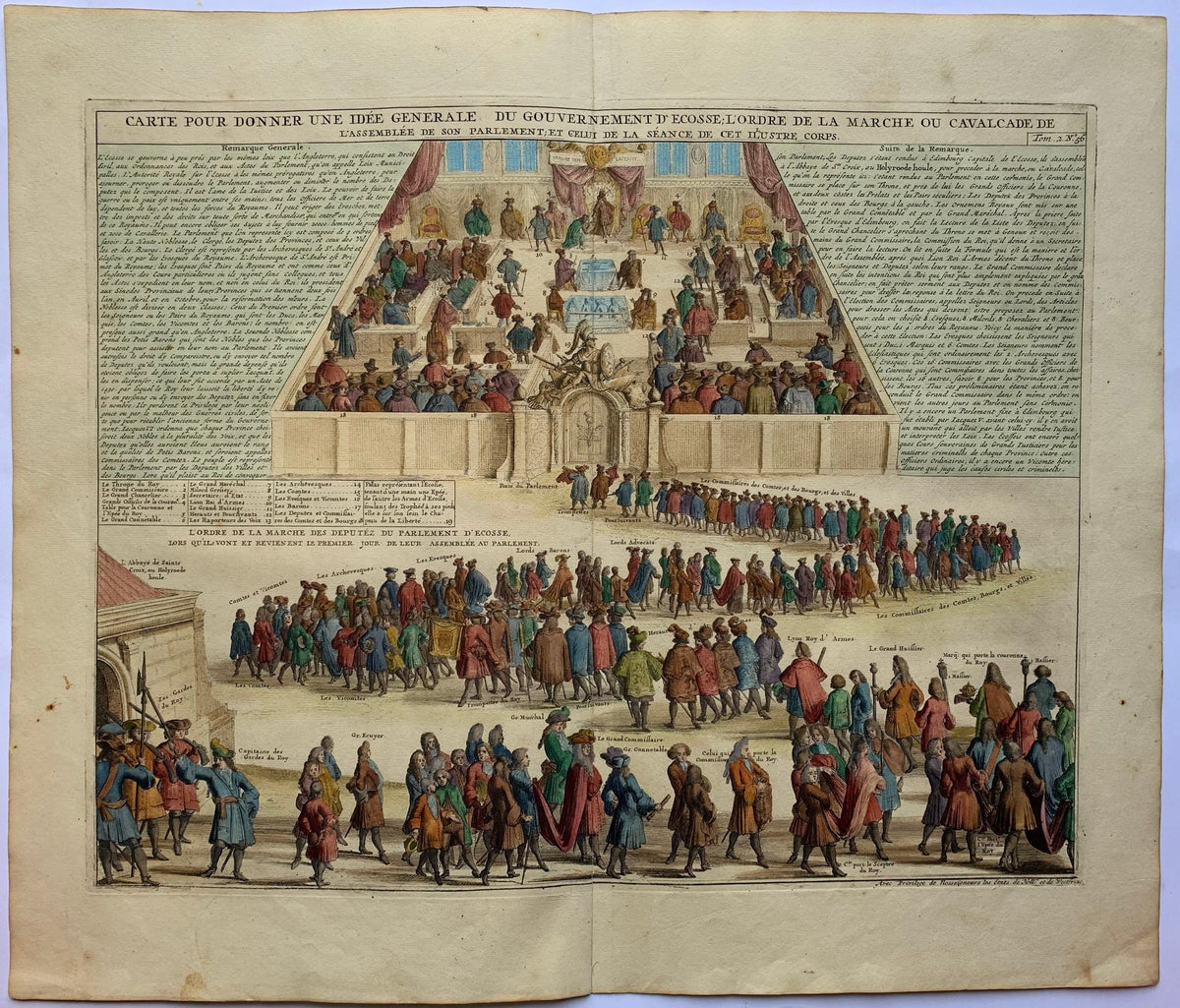 Engraving of the Scottish Parliament - Atlas Historique by Abraham Châtelain. 1708