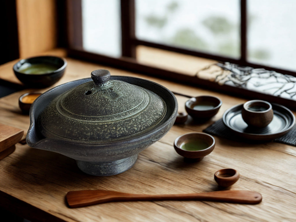 Gaiwan en cerámica negra con esmalte moteado de Radenko Adnadj