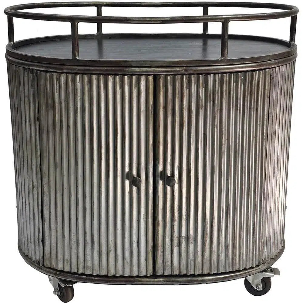 Carrito de Bar Industrial de Metal con Ruedas – Mueble Bar Vintage con Almacenaje y Estantes