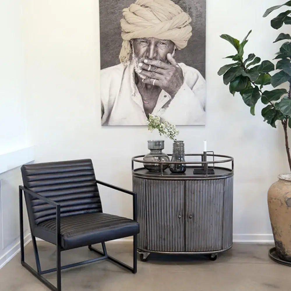Carrito de Bar Industrial de Metal con Ruedas – Mueble Bar Vintage con Almacenaje y Estantes