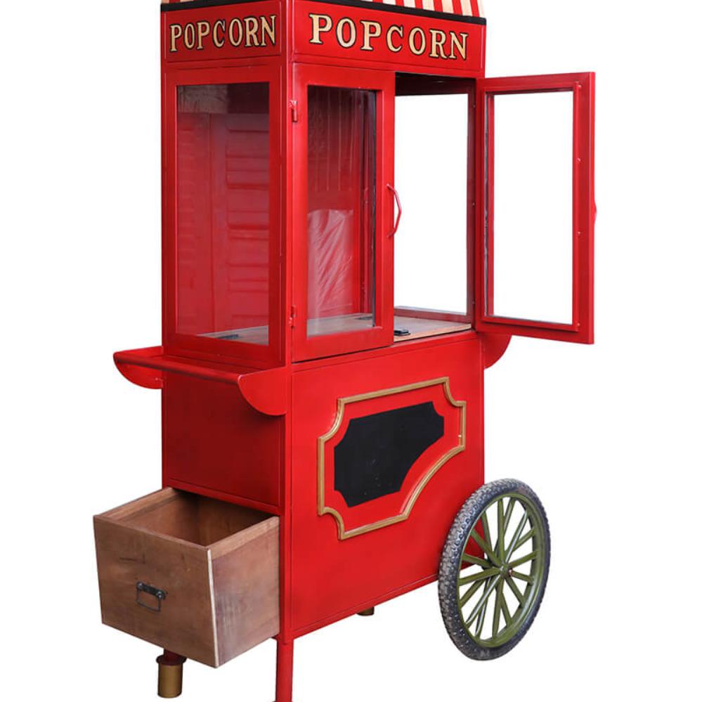 Carrito de Palomitas Vintage Rojo con Ruedas