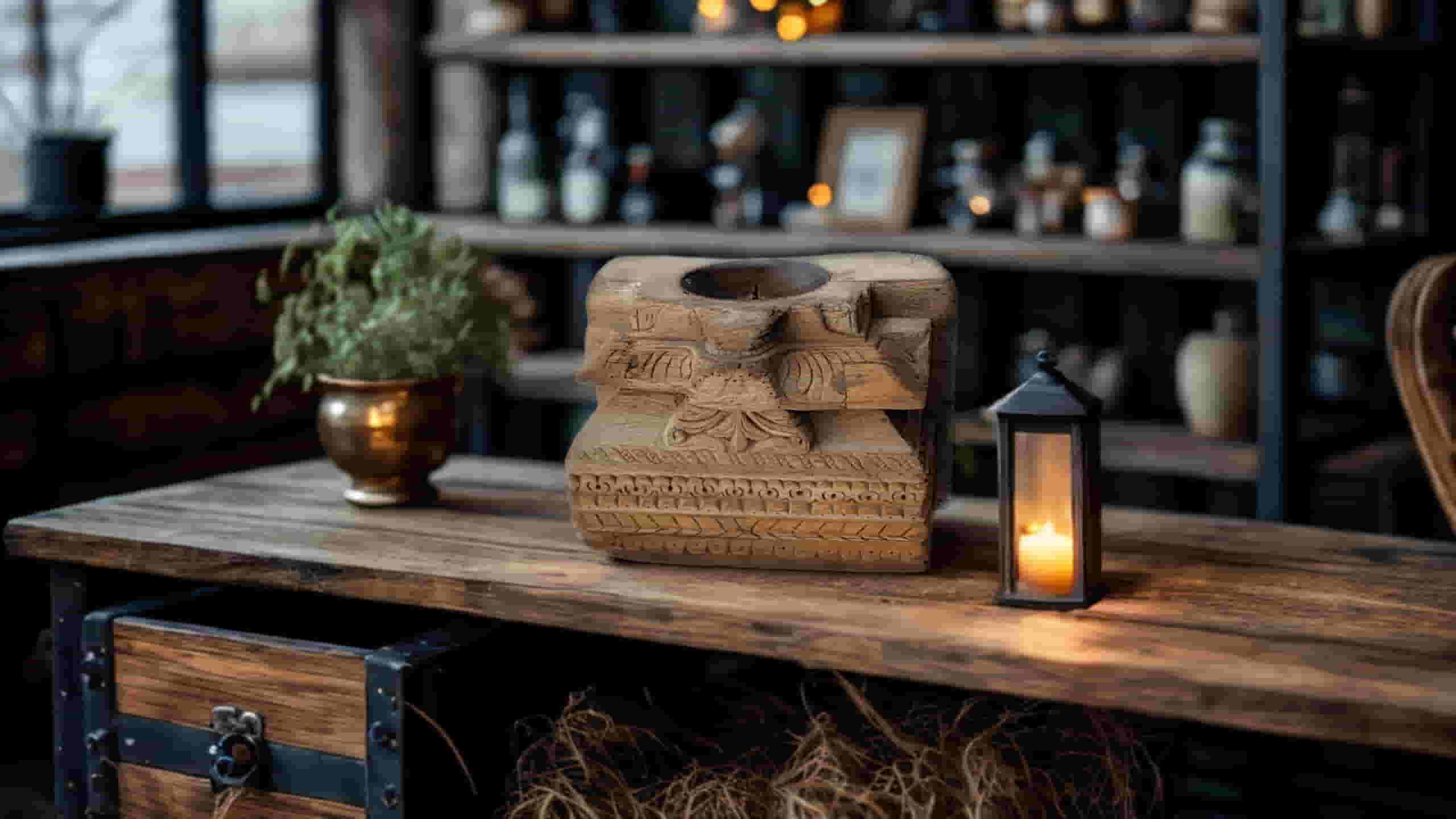 Portavelas de Madera de Teca Tallada – Artesanía India Tradicional