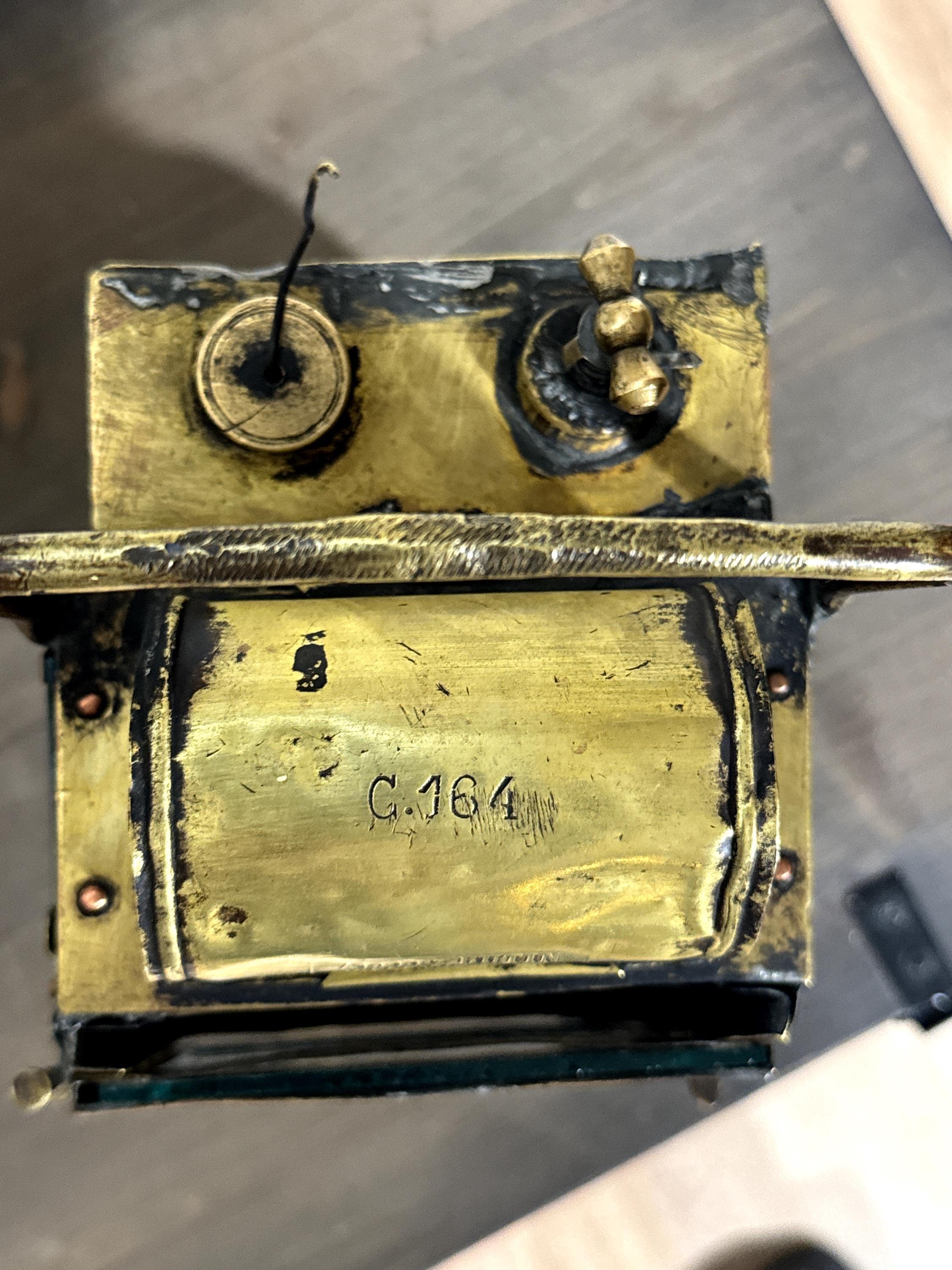 Antigua Linterna Francesa de Carburo Albert Butin París c.1900 | Farol Ferroviario de Latón | Automobilia Industrial Steampunk