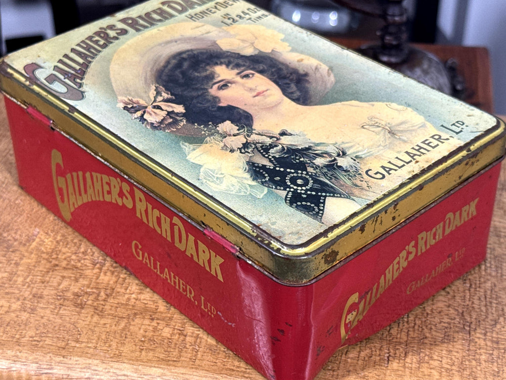 Lata Antigua de Tabaco Gallahers Honey Dew | Caja Publicitaria Inglesa Art Nouveau | Tobacciana Vintage Belle Époque