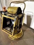 Antigua Linterna Francesa de Carburo Albert Butin París c.1900 | Farol Ferroviario de Latón | Automobilia Industrial Steampunk