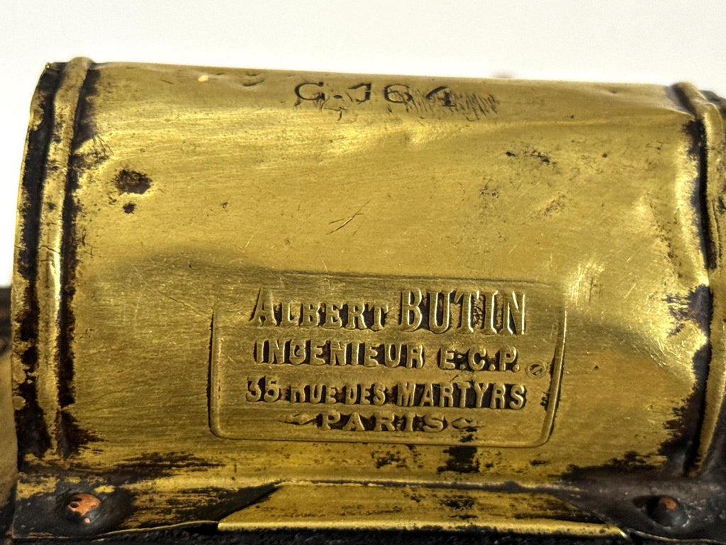 Antigua Linterna Francesa de Carburo Albert Butin París c.1900 | Farol Ferroviario de Latón | Automobilia Industrial Steampunk