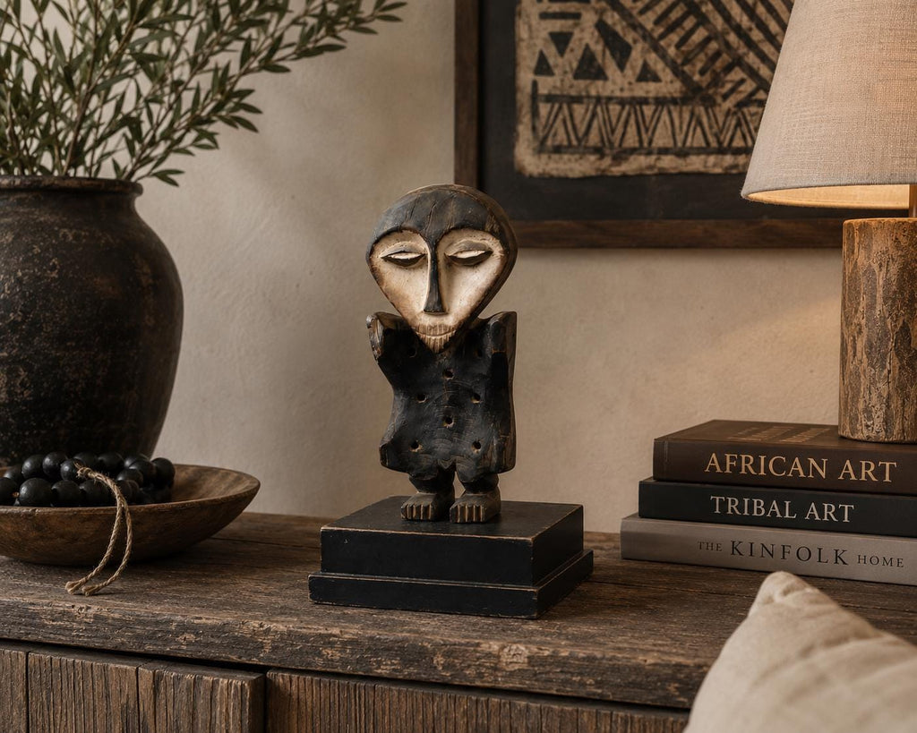 Estatua Lega Bwami Auténtica | Escultura Africana del Congo Tallada a Mano | Arte Étnico en Madera | Pieza de Colección Vintage