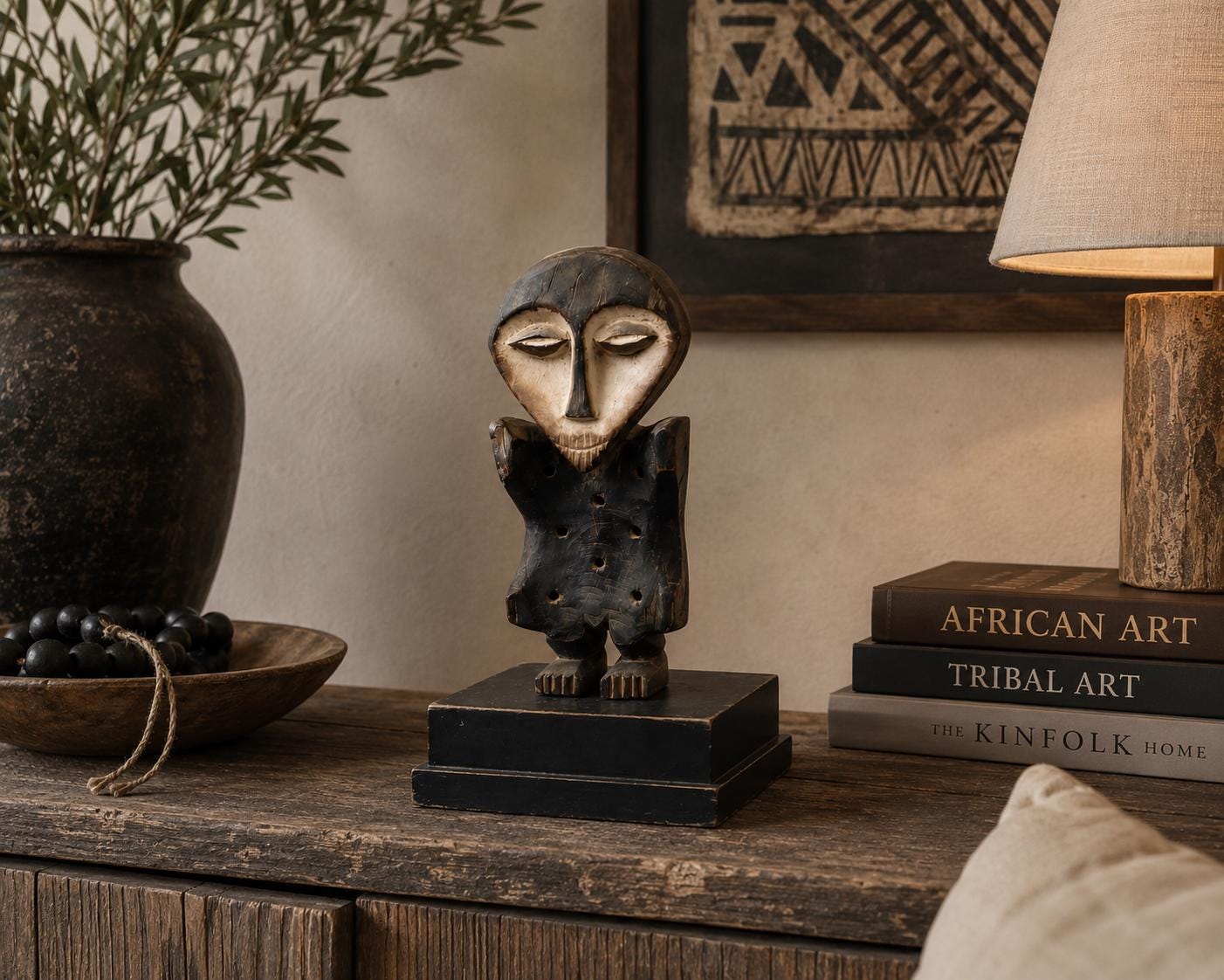 Estatua Lega Bwami Auténtica | Escultura Africana del Congo Tallada a Mano | Arte Étnico en Madera | Pieza de Colección Vintage