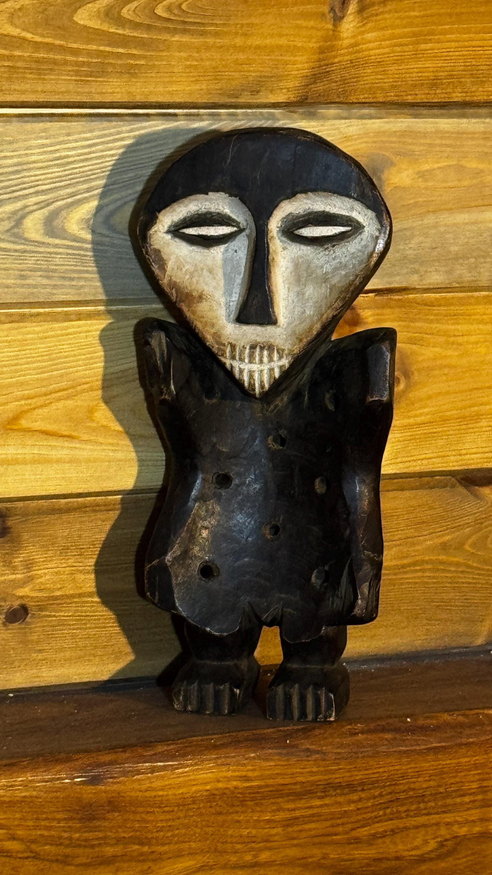 Estatua Lega Bwami Auténtica | Escultura Africana del Congo Tallada a Mano | Arte Étnico en Madera | Pieza de Colección Vintage