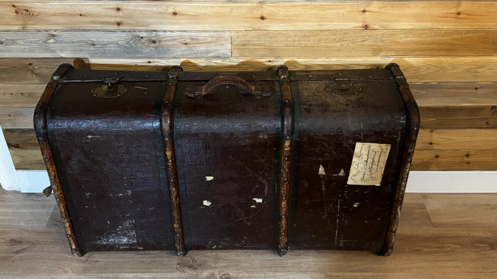 Maleta de Viaje Antigua Casa Piter Madrid | Baúl Original c.1900 | Steamer Trunk Español | Mesa de Centro Vintage | Antigüedad