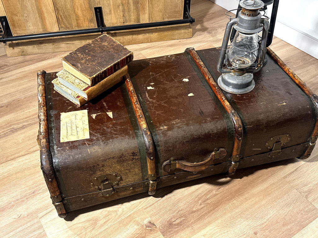 Maleta de Viaje Antigua Casa Piter Madrid | Baúl Original c.1900 | Steamer Trunk Español | Mesa de Centro Vintage | Antigüedad