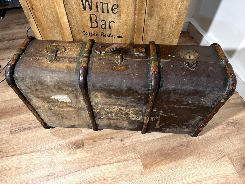 Maleta de Viaje Antigua Casa Piter Madrid | Baúl Original c.1900 | Steamer Trunk Español | Mesa de Centro Vintage | Antigüedad