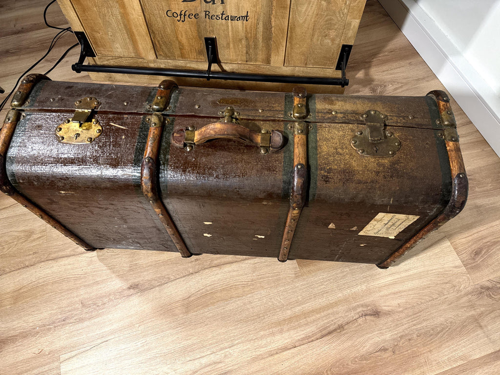Maleta de Viaje Antigua Casa Piter Madrid | Baúl Original c.1900 | Steamer Trunk Español | Mesa de Centro Vintage | Antigüedad