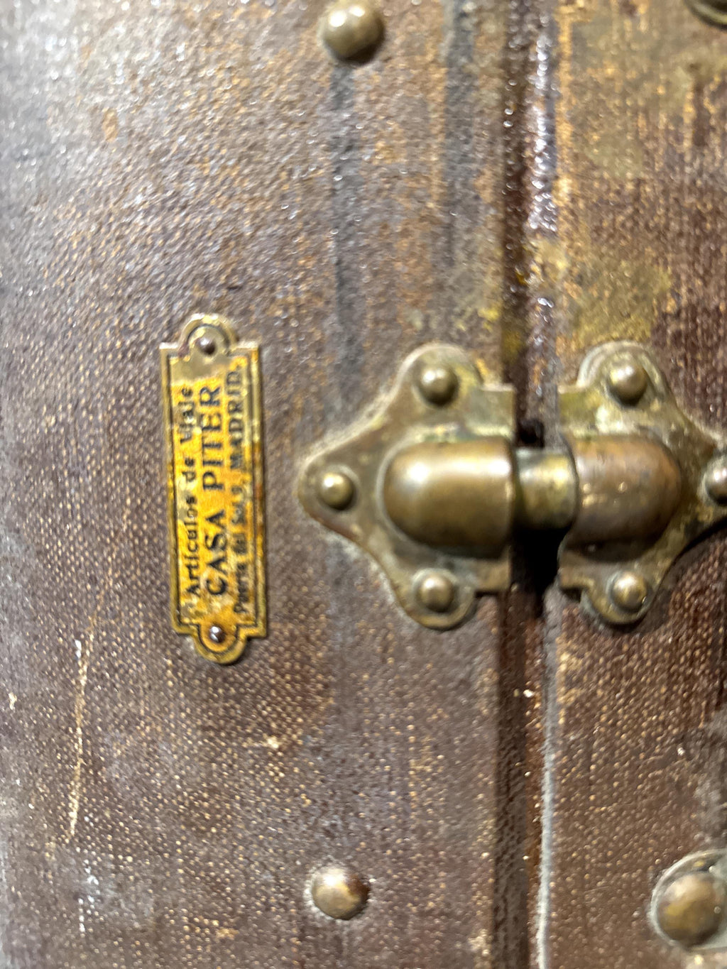 Maleta de Viaje Antigua Casa Piter Madrid | Baúl Original c.1900 | Steamer Trunk Español | Mesa de Centro Vintage | Antigüedad