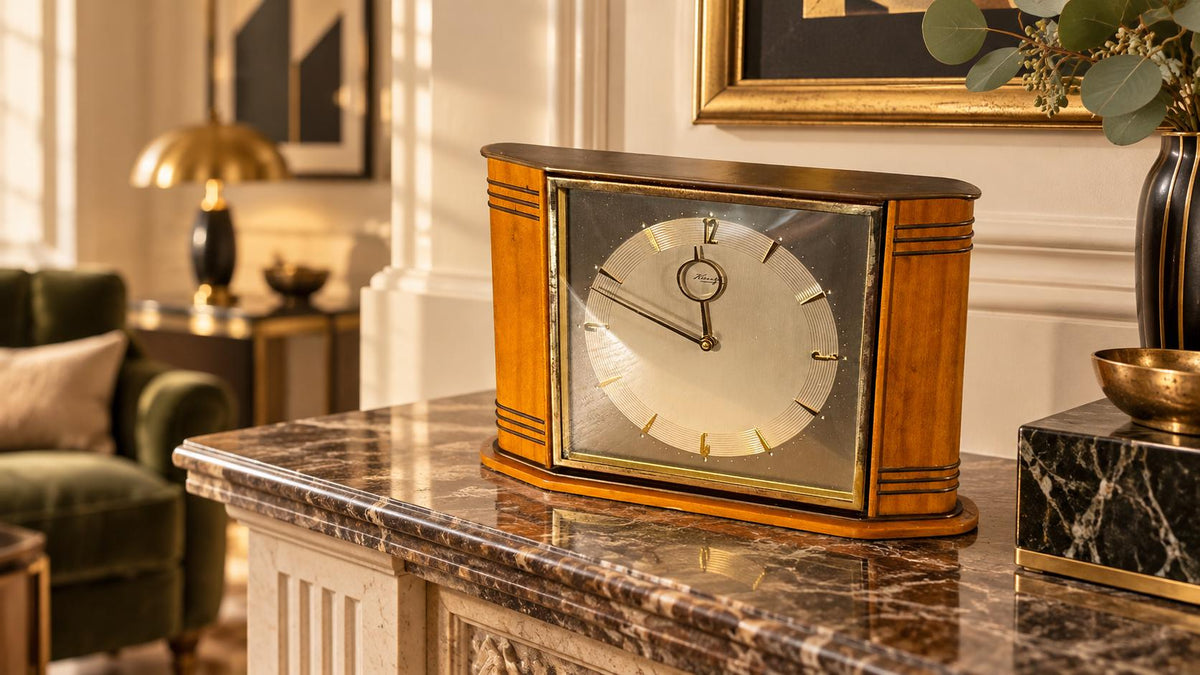 Reloj Kienzle Art Déco de Sobremesa Años 30 | Madera y Latón, Mecanismo de Cuerda