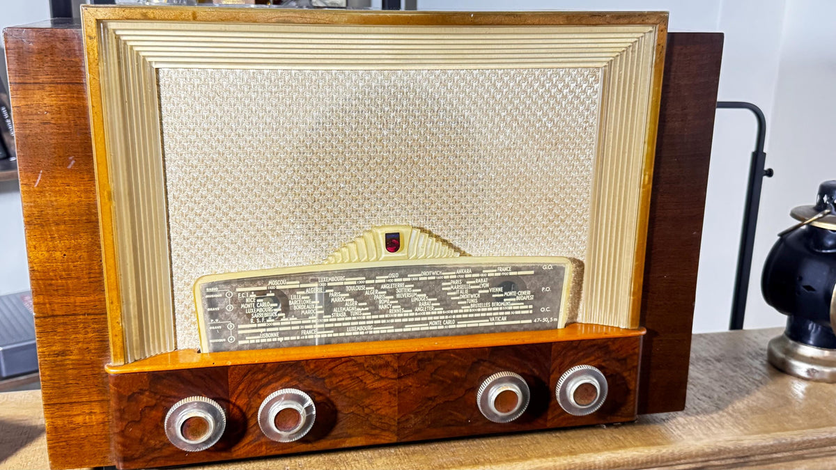 Radio Antigua Philips BF 406 A Capella c.1950 | Radio de Válvulas Francesa | Decoración Vintage Mid Century
