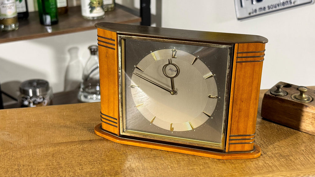 Reloj Kienzle Art Déco de Sobremesa Años 30 | Madera y Latón, Mecanismo de Cuerda