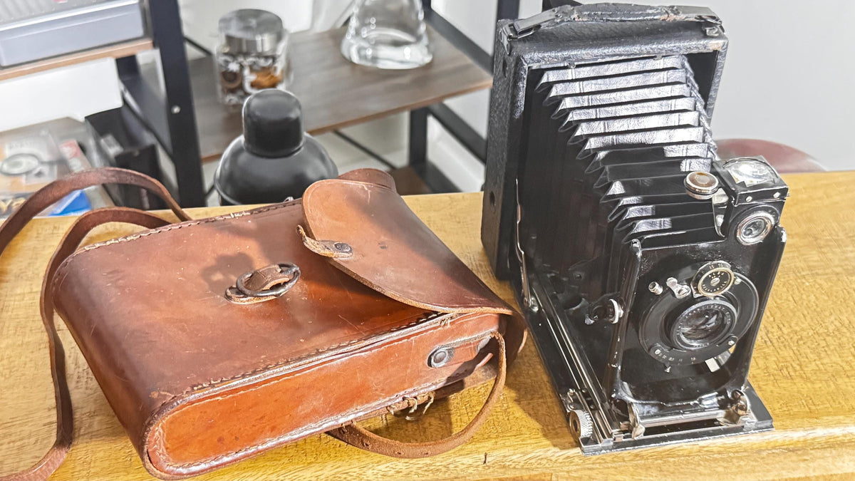 Cámara Italiana Albini Alba 49 c.19101920 | Cámara Antigua de Placas 9×12 con Fuelle y Funda Original