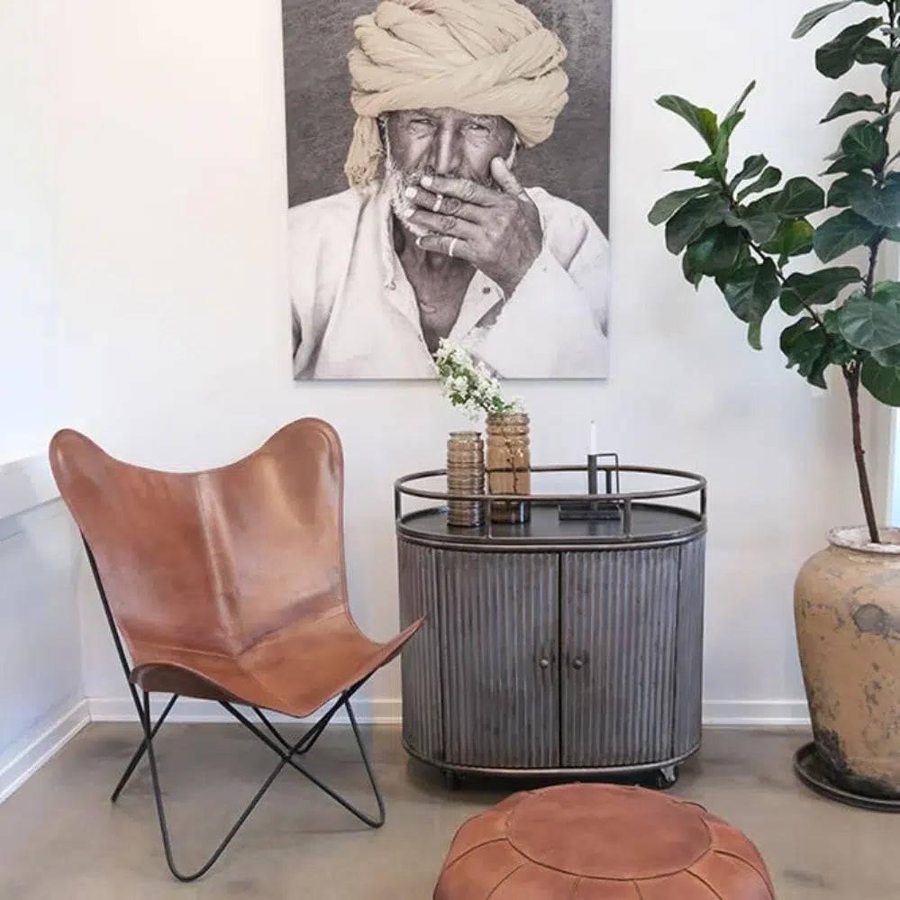 Carrito de Bar Industrial de Metal con Ruedas – Mueble Bar Vintage con Almacenaje y Estantes