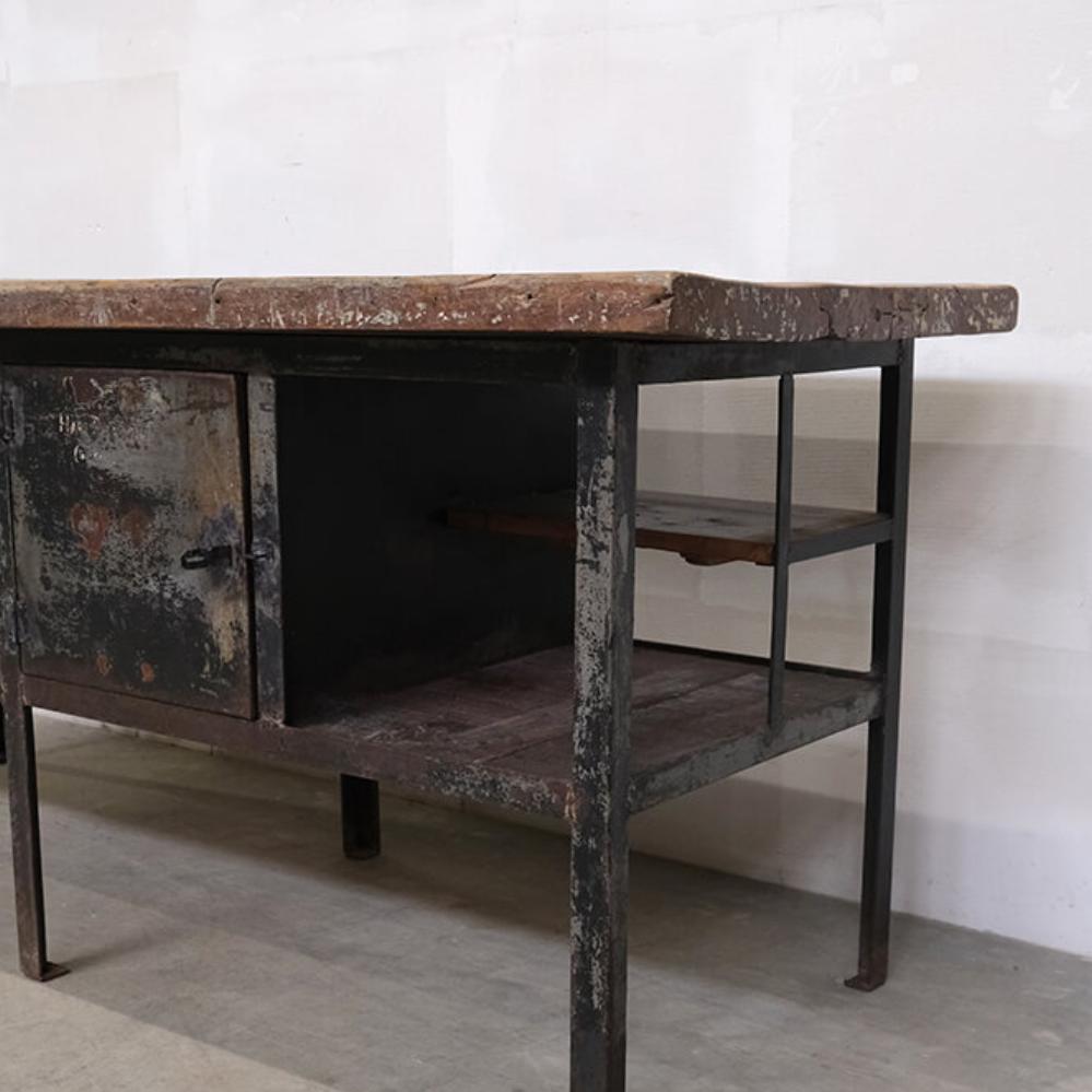 Escritorio Industrial Vintage en Madera y Metal