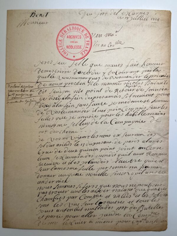 Charles Bennet, primer conde de Tankerville 5 cartas autógrafas y firmadas a Monsieur Pettatier en París. 1714 - Imagen 5