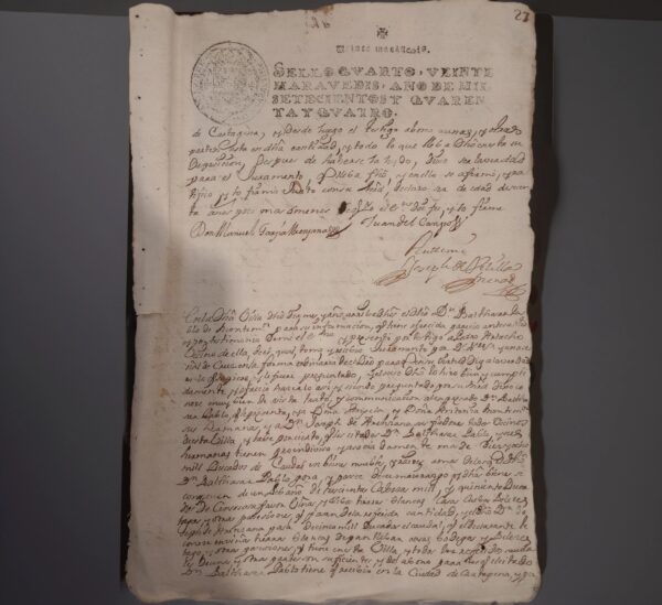 Manuscrito Histórico de Cartagena, Año 1722