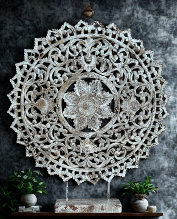 Mandala Tallado a mano en Madera – Arte de la India