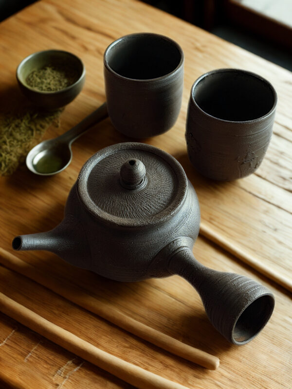 Juego de Té de Autor en Cerámica Negra de Radenko Adnadj - Imagen 2