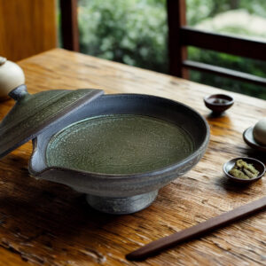 Gaiwan en cerámica negra con esmalte moteado de Radenko Adnadj